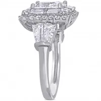 Julianna B Sterling Silver Multi-Cut Cubic Zirconia Double Halo Ring