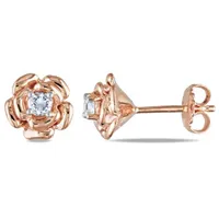 Julianna B Rose Plated Sterling Silver Created White Sapphire Stud Earrings