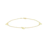 10K Yellow Gold Hearts Bracelet