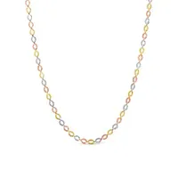 10K Yellow White and Rose Gold Diamond Cut Links Necklace