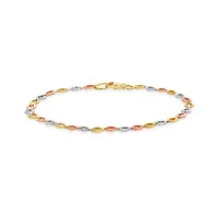 10K Yellow White and Rose Gold Diamond Cut Links Bracelet