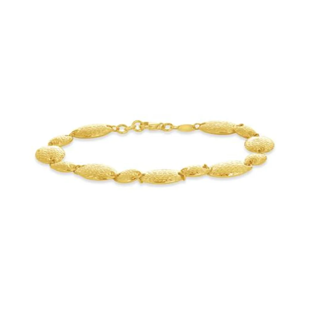 10K Yellow Gold Diamond Cut Ovals Bracelet