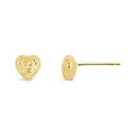 10K Yellow Diamond Cut Heart Studs