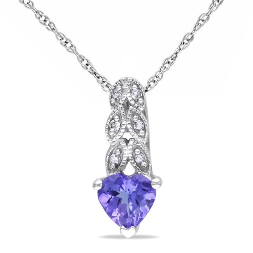 Julianna B 10K White Gold Tanzanite & Diamond Heart Pendant with Chain