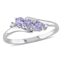 Julianna B 10K White Gold Tanzanite & 0.02CTW Diamond 3 Stone Ring