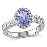 Julianna B 10K White Gold Tanzanite & Diamond Fashion Ring