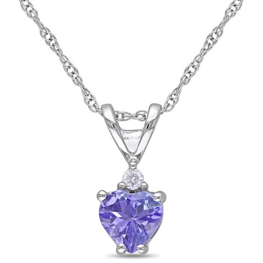 Julianna B 10K White Gold Tanzanite & Diamond Heart Pendant with Chain