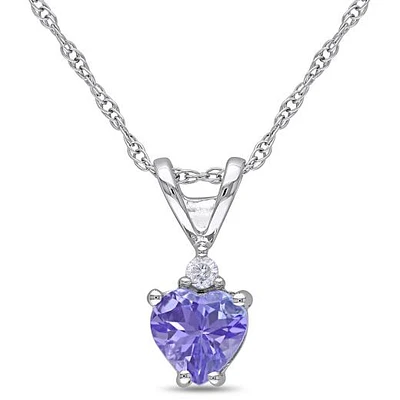 Julianna B 10K White Gold Tanzanite & Diamond Heart Pendant with Chain