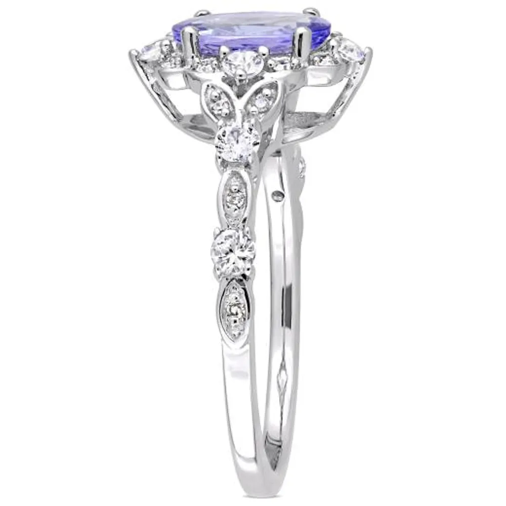 Julianna B 14K White Gold Tanzanite 0.06CTW Diamond & White Sapphire Ring