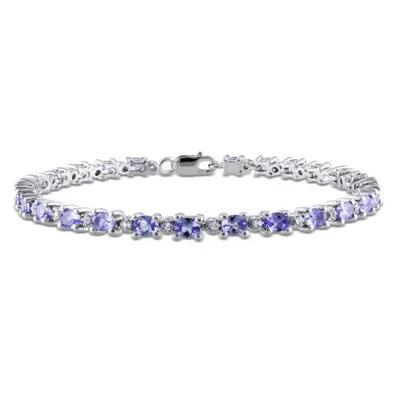 Julianna B Sterling Silver 7" Tanzanite & White Topaz Bracelet