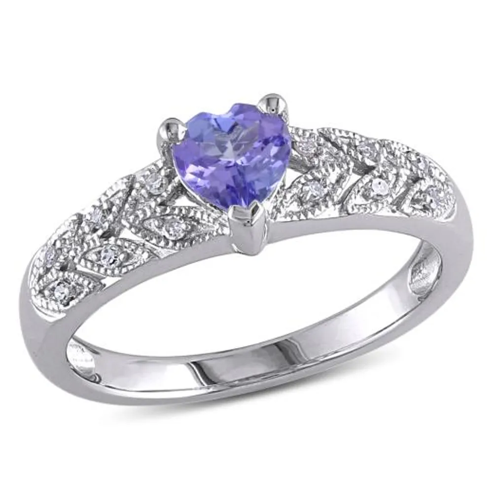 Julianna B Sterling Silver Tanzanite & 0.06CT Diamond Fashion Ring