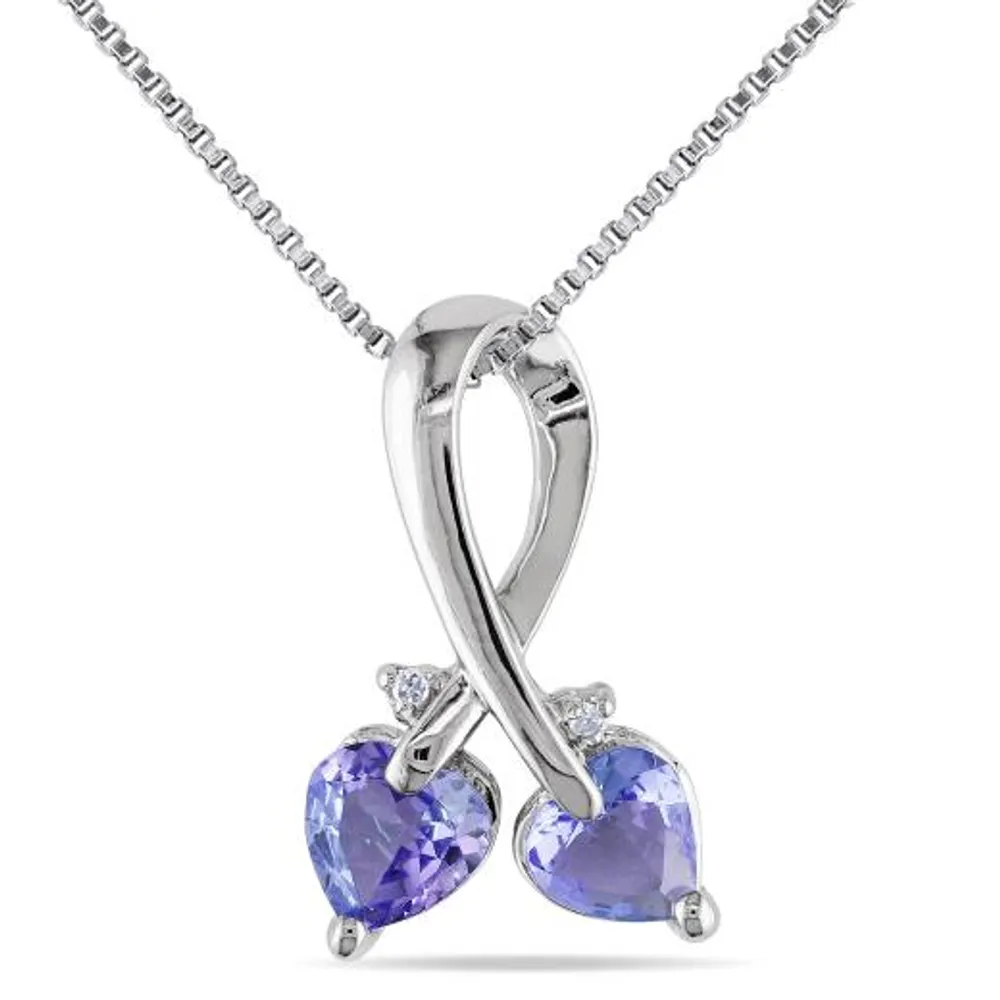 Julianna B Sterling Silver Tanzanite with Diamond Accent Heart Necklace