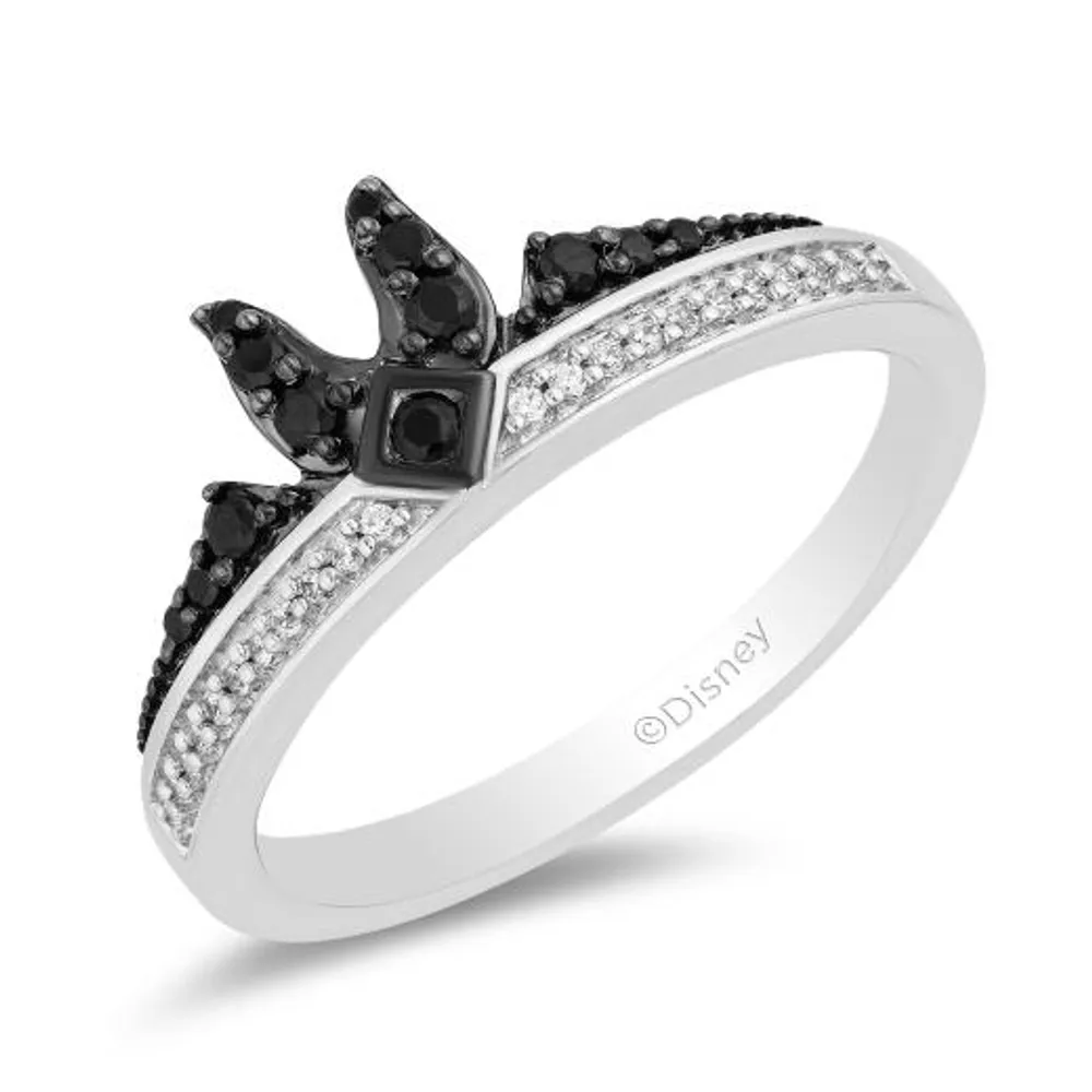 Enchanted Disney Sterling Silver Maleficent 0.20CTW Black Diamond Ring