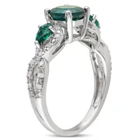Julianna B Sterling Silver Created Emerald & 0.16CT Diamond Infinity Ring