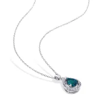 Julianna B Sterling Silver Created Emerald & White Sapphire Pendant with Chain
