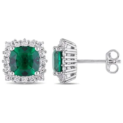 Julianna B Sterling Silver Created Emerald & Created White Sapphire Earrings