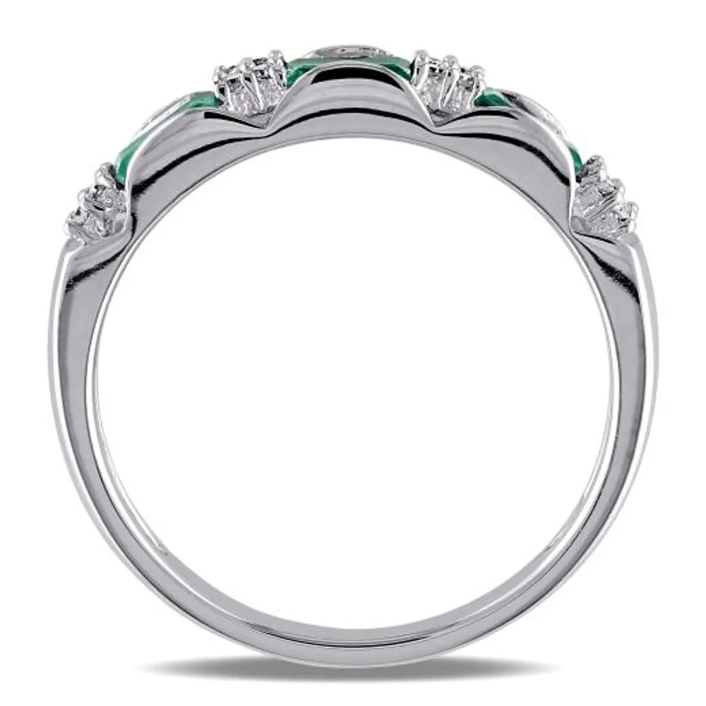 Julianna B 10K White Gold Emerald & 0.07CTW Diamond Eternity Ring