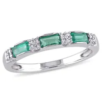 Julianna B 10K White Gold Emerald & 0.07CTW Diamond Eternity Ring