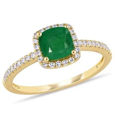 Julianna B 14K Yellow Gold Emerald & 0.20CT Diamond Fashion Ring