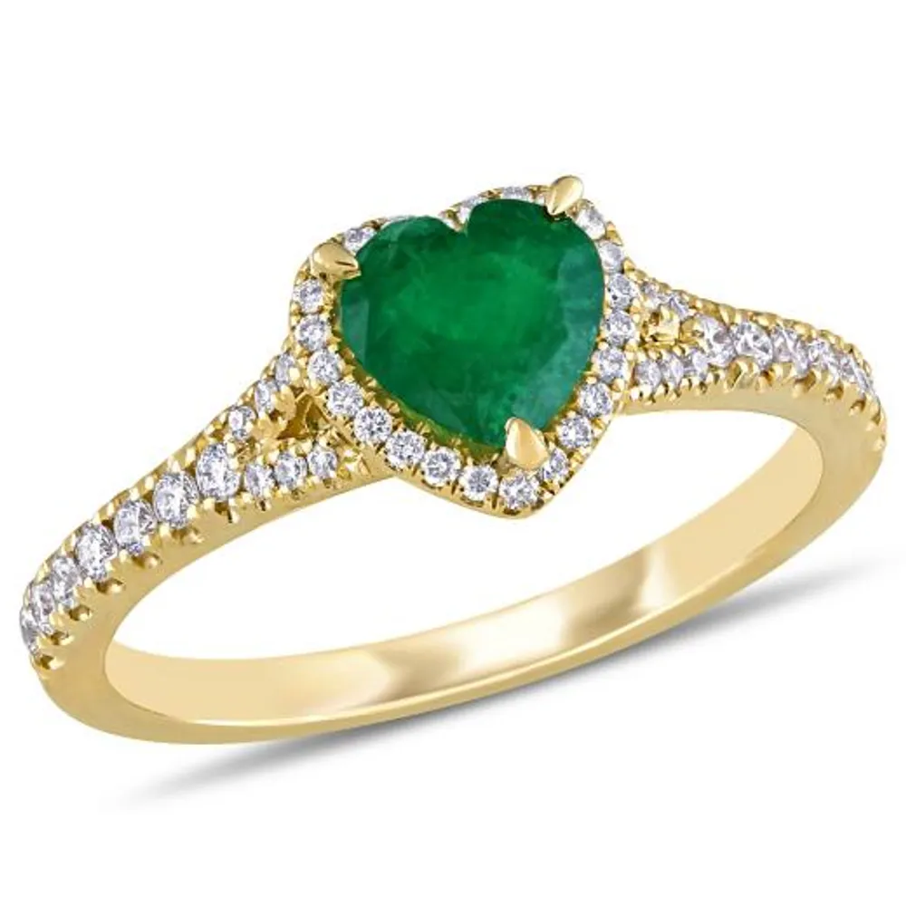 Julianna B 14K Yellow Gold Emerald & 0.25CTW Diamond Fashion Ring