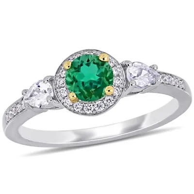 Julianna B 14K White Gold Emerald Diamond & White Sapphire Bridal Ring