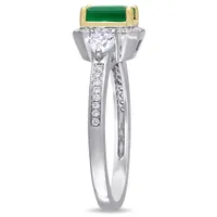 Julianna B 14K White Gold Emerald 0.12CT Diamond & White Sapphire Fashion Ring