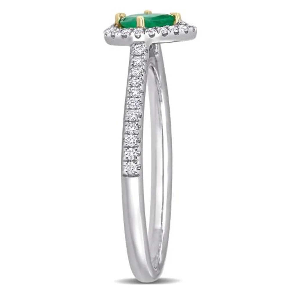 Julianna B 14K White & Yellow Gold Emerald & Diamond Fashion Ring