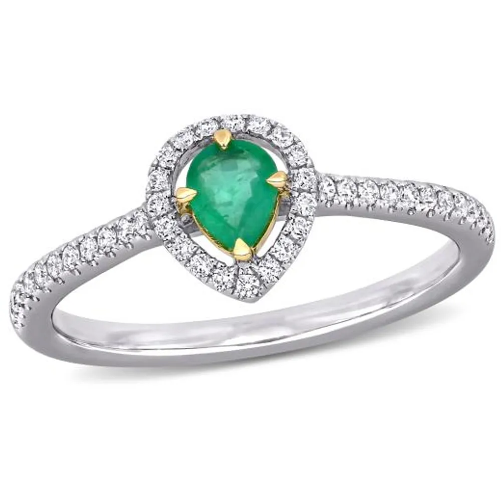 Julianna B 14K White & Yellow Gold Emerald & Diamond Fashion Ring