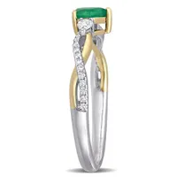 Julianna B 14K White & Yellow Gold Emerald & 0.19CTW Diamond Fashion Ring