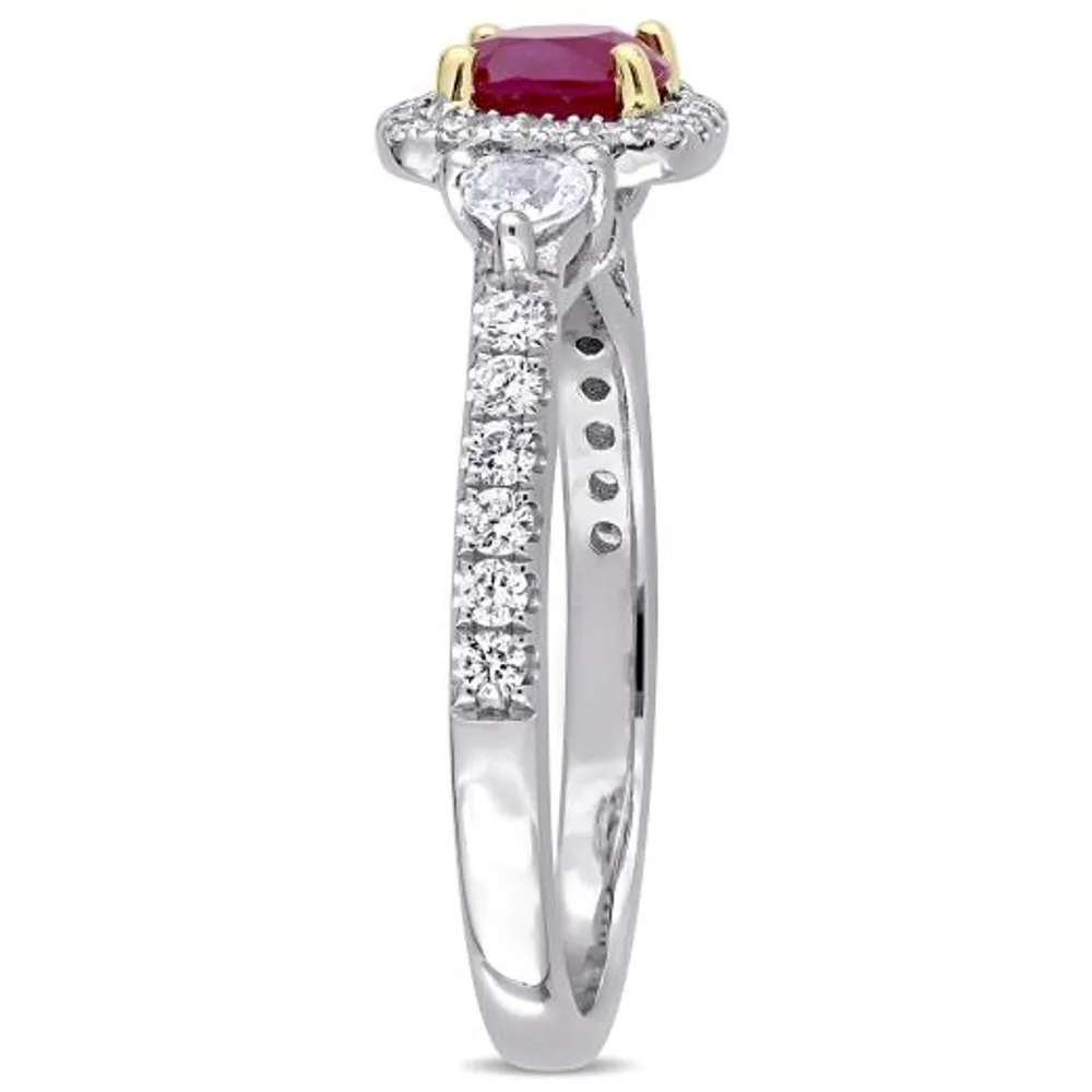 Julianna B 14K White & Yellow Gold Ruby & Diamond Halo Ring