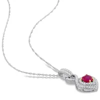 Julianna B 14K White & Yellow Gold Ruby & 0.30CTW Diamond Infinity Pendant