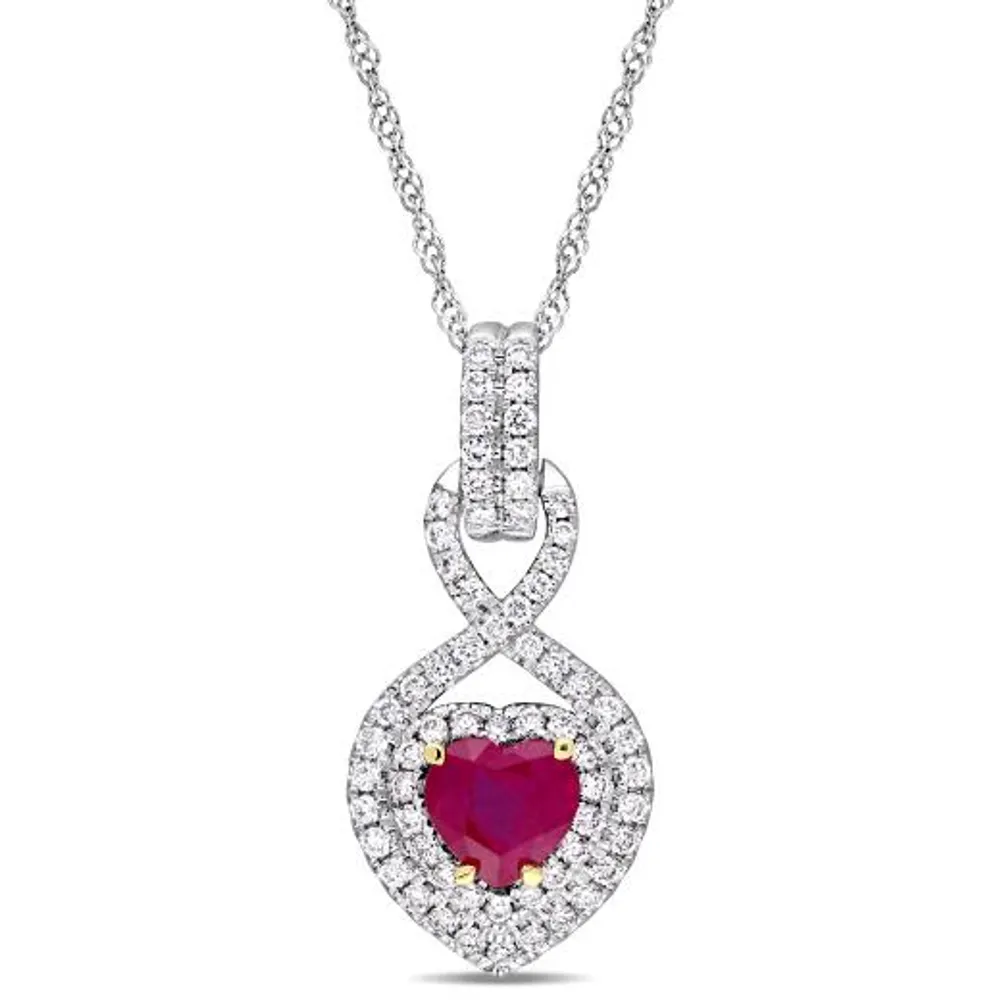 Julianna B 14K White & Yellow Gold Ruby & 0.30CTW Diamond Infinity Pendant