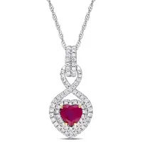 Julianna B 14K White & Yellow Gold Ruby & 0.30CTW Diamond Infinity Pendant