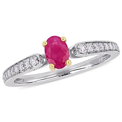 Julianna B 10K White Gold Ruby & Diamond Ring