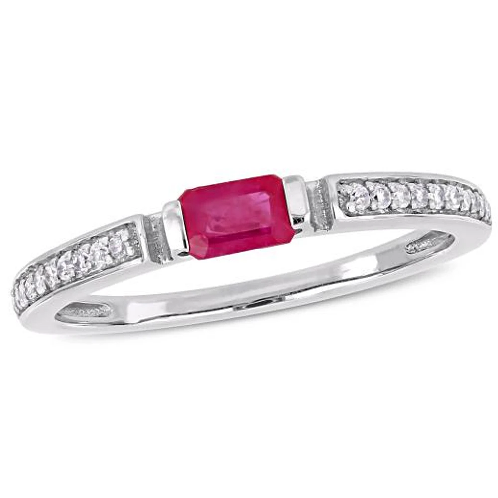 Julianna B 10K White Gold Ruby & Diamond Ring