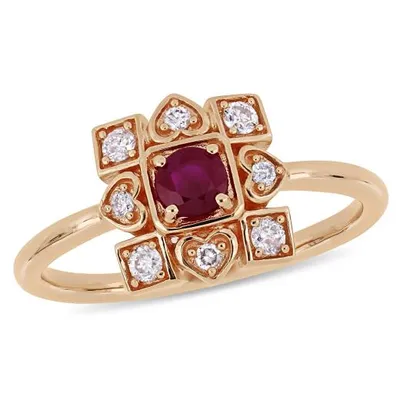 Julianna B 10K Rose Gold Ruby & 0.20CT Diamond Ring