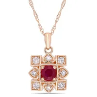 Julianna B 10K Rose Gold Ruby & 0.20CTW Diamond Pendant with Chain