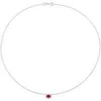 Julianna B 14K White Gold Ruby & 0.10CT Diamond Halo Necklace