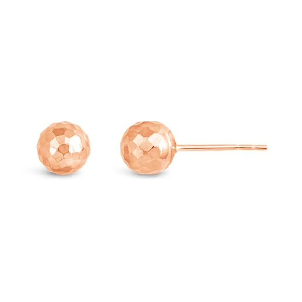 10K Rose Gold 6mm Faceted Ball Studs