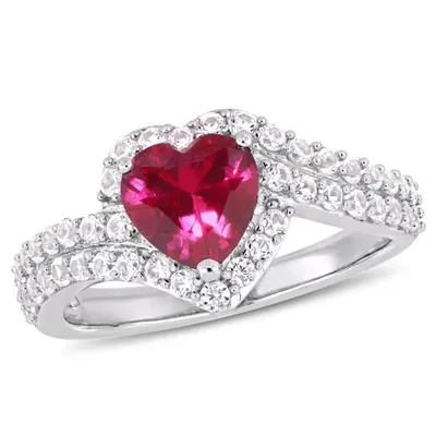 Julianna B Sterling Silver Created Ruby & Created White Sapphire Fashion Ring