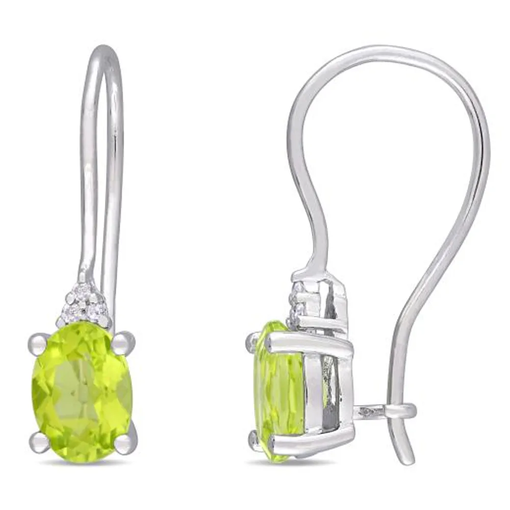 Julianna B Sterling Silver Peridot & Diamond Earrings