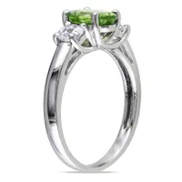 Julianna B Sterling Silver Peridot & White Sapphire Fashion Ring