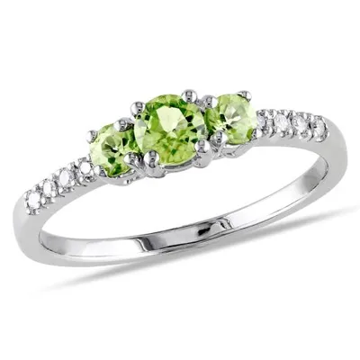 Julianna B 10K White Gold Peridot & 0.04CT Diamond Fashion Ring