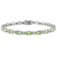 Julianna B Sterling Silver Peridot & Diamond 7.25" Bracelet