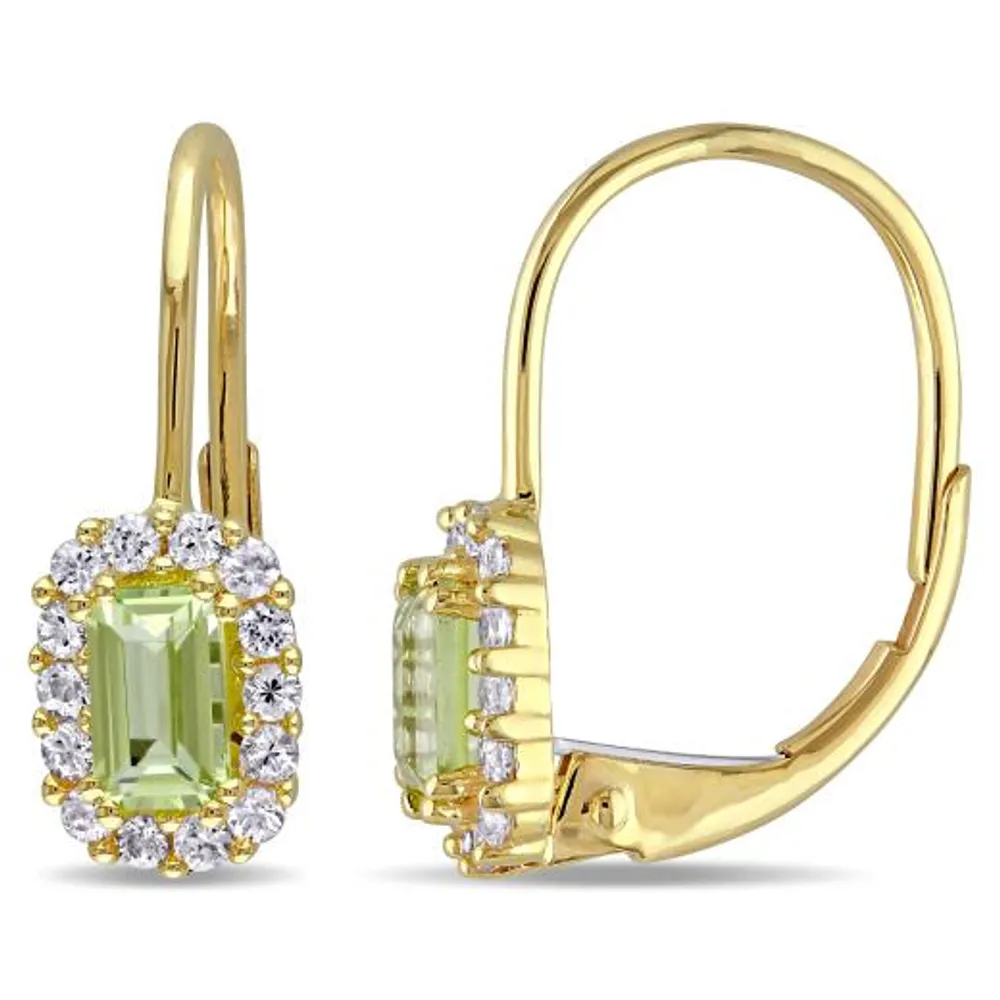 Julianna B 10K Yellow Gold Peridot & White Sapphire Leverback Earrings