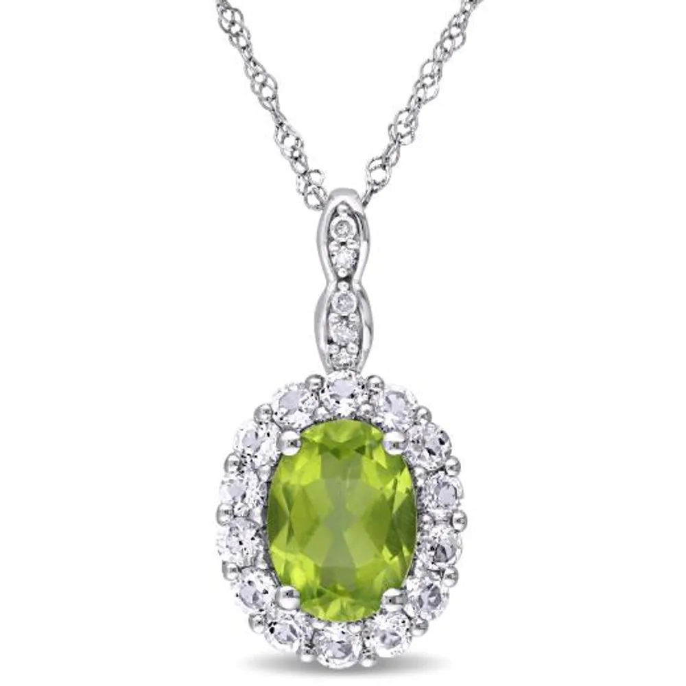 Julianna B 14K White Gold Peridot Diamond & White Topaz Fashion Pendant