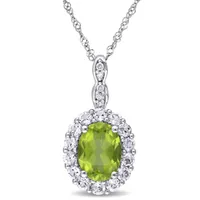 Julianna B 14K White Gold Peridot Diamond & White Topaz Fashion Pendant