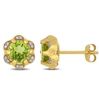Julianna B 14K Yellow Gold Peridot & Diamond Earrings