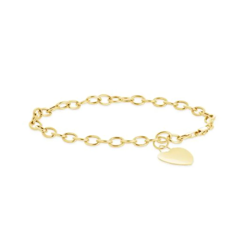 10K Yellow Gold 7.5" 5.2mm Heart Bracelet