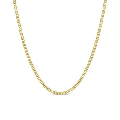 10K Yellow Gold Flat Diamond Cut Double Curb Necklace